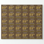 [ Thumbnail: Brown, Faux Gold "Happy 89th Birthday" Wrapping Paper ]