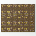 [ Thumbnail: Brown, Faux Gold "Happy 93rd Birthday" Wrapping Paper ]