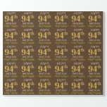 [ Thumbnail: Brown, Faux Gold "Happy 94th Birthday" Wrapping Paper ]