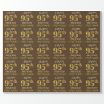 [ Thumbnail: Brown, Faux Gold "Happy 95th Birthday" Wrapping Paper ]
