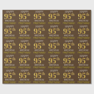 Brown, Faux Gold "HAPPY 95th BIRTHDAY" Wrapping Paper