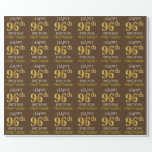 [ Thumbnail: Brown, Faux Gold "Happy 96th Birthday" Wrapping Paper ]