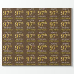 [ Thumbnail: Brown, Faux Gold "Happy 97th Birthday" Wrapping Paper ]