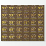 [ Thumbnail: Brown, Faux Gold "Happy 99th Birthday" Wrapping Paper ]