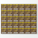 [ Thumbnail: Brown, Faux/Imitation Gold, "14th Birthday" Wrapping Paper ]