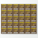 [ Thumbnail: Brown, Faux/Imitation Gold, "18th Birthday" Wrapping Paper ]