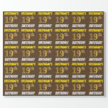 [ Thumbnail: Brown, Faux/Imitation Gold, "19th Birthday" Wrapping Paper ]