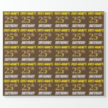 [ Thumbnail: Brown, Faux/Imitation Gold, "25th Birthday" Wrapping Paper ]