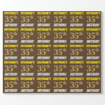 [ Thumbnail: Brown, Faux/Imitation Gold, "35th Birthday" Wrapping Paper ]