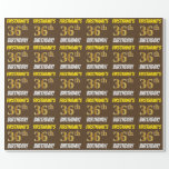 [ Thumbnail: Brown, Faux/Imitation Gold, "36th Birthday" Wrapping Paper ]