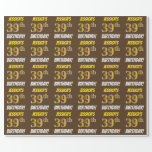 [ Thumbnail: Brown, Faux/Imitation Gold, "39th Birthday" Wrapping Paper ]