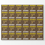 [ Thumbnail: Brown, Faux/Imitation Gold, "3rd Birthday" Wrapping Paper ]