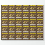 [ Thumbnail: Brown, Faux/Imitation Gold, "45th Birthday" Wrapping Paper ]