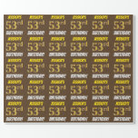 [ Thumbnail: Brown, Faux/Imitation Gold, "53rd Birthday" Wrapping Paper ]