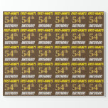 [ Thumbnail: Brown, Faux/Imitation Gold, "54th Birthday" Wrapping Paper ]