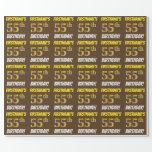 [ Thumbnail: Brown, Faux/Imitation Gold, "55th Birthday" Wrapping Paper ]