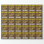 [ Thumbnail: Brown, Faux/Imitation Gold, "58th Birthday" Wrapping Paper ]