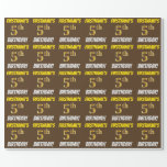 [ Thumbnail: Brown, Faux/Imitation Gold, "5th Birthday" Wrapping Paper ]