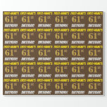 [ Thumbnail: Brown, Faux/Imitation Gold, "61st Birthday" Wrapping Paper ]