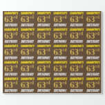 [ Thumbnail: Brown, Faux/Imitation Gold, "63rd Birthday" Wrapping Paper ]