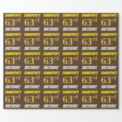 Brown FauxImitation Gold 63rd BIRTHDAY Wrapping Paper