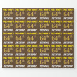 [ Thumbnail: Brown, Faux/Imitation Gold, "64th Birthday" Wrapping Paper ]