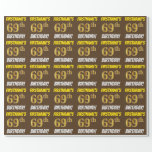 [ Thumbnail: Brown, Faux/Imitation Gold, "69th Birthday" Wrapping Paper ]