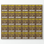 [ Thumbnail: Brown, Faux/Imitation Gold, "75th Birthday" Wrapping Paper ]