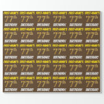 [ Thumbnail: Brown, Faux/Imitation Gold, "77th Birthday" Wrapping Paper ]