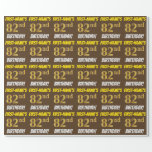 [ Thumbnail: Brown, Faux/Imitation Gold, "82nd Birthday" Wrapping Paper ]