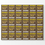 [ Thumbnail: Brown, Faux/Imitation Gold, "90th Birthday" Wrapping Paper ]