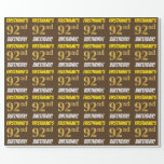 [ Thumbnail: Brown, Faux/Imitation Gold, "92nd Birthday" Wrapping Paper ]