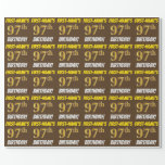 [ Thumbnail: Brown, Faux/Imitation Gold, "97th Birthday" Wrapping Paper ]