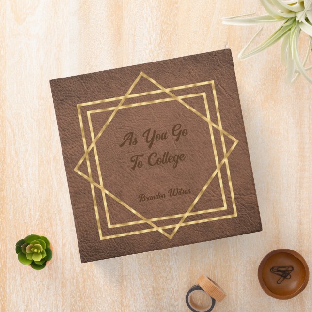 Brown Faux Leather  3 Ring Binder (In Situ)