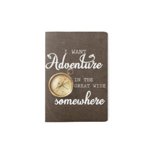 Brown Faux Leather Adventure Design Passport Holder