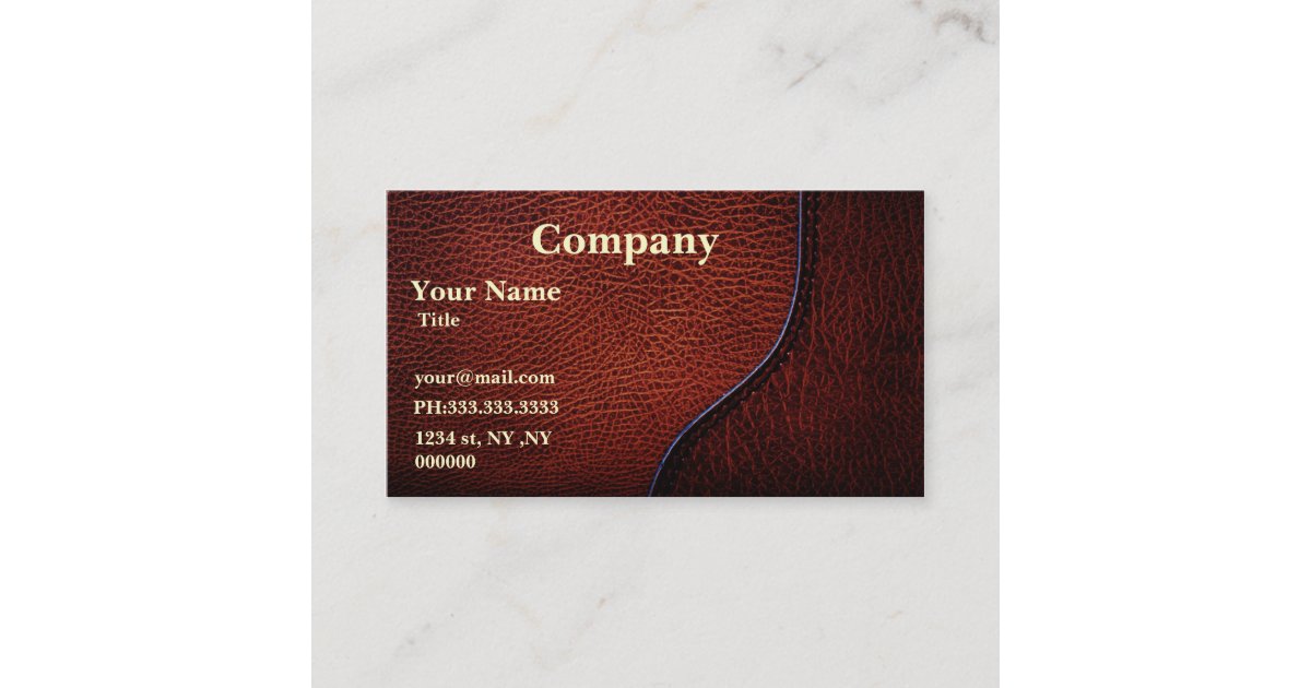 brown faux leather Business Cards Zazzle