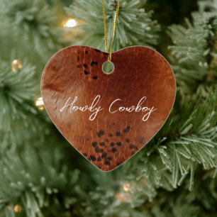 Brown Faux Leather Ceramic Ornament