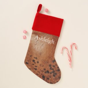 Brown Faux Leather  Christmas Stocking