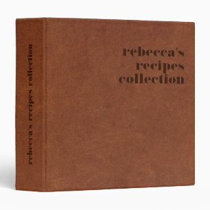 Brown Faux Leather Dark Brown Typography 3 Ring Binder