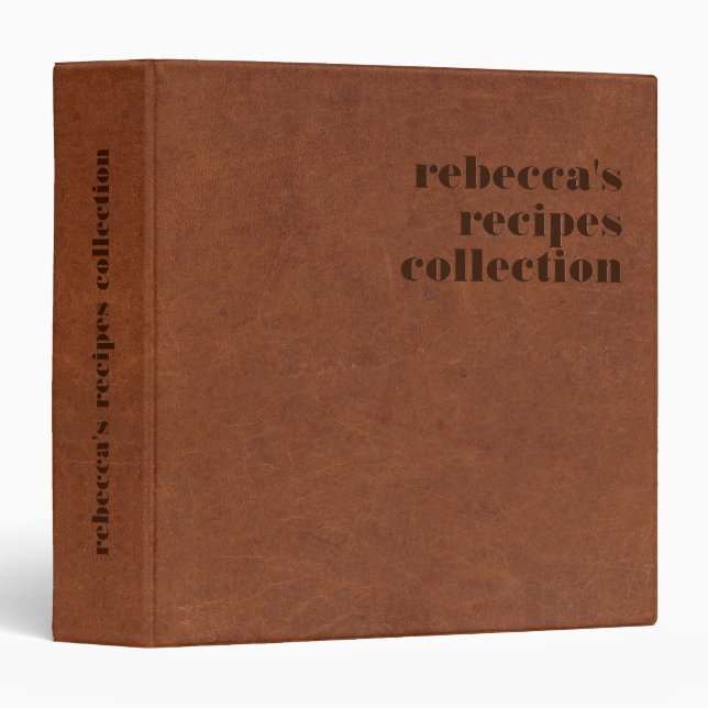 Brown Faux Leather Dark Brown Typography 3 Ring Binder (Front/Spine)