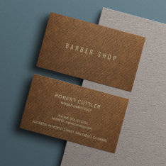 Brown Faux Leather Exclusive Barber Hairstylist Business Card at Zazzle