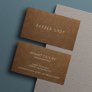 Brown faux leather exclusive barber hairstylist business card