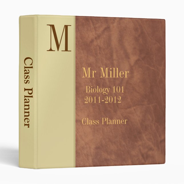 Brown Faux Leather & Gold  Teachers Binder (Front/Spine)