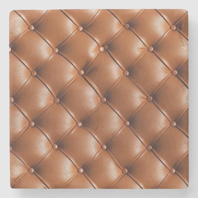 Brown Faux Leather (leather look) Stone Coaster (Front)