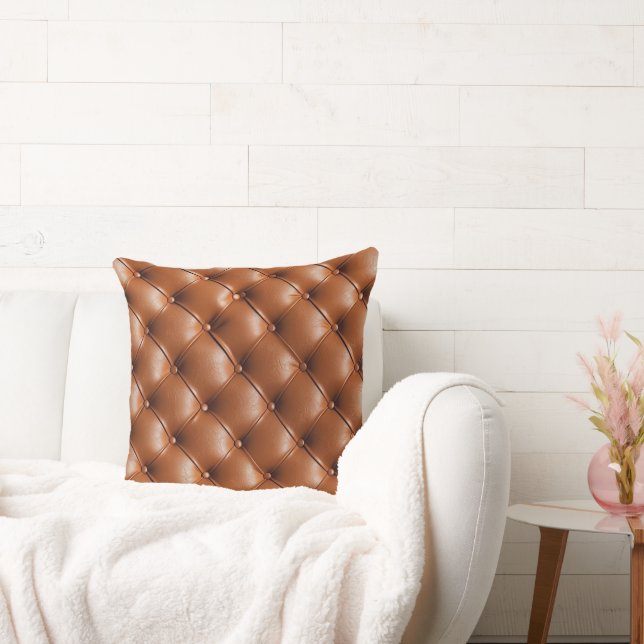 Brown Faux Leather (leather look) Throw Pillow (Couch)