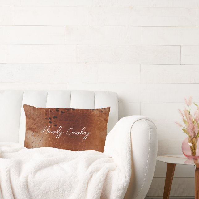 Brown Faux Leather  Lumbar Pillow (Couch)