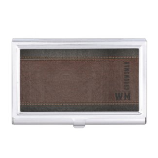 Brown Faux Leather Monogram Groomsman Gift
