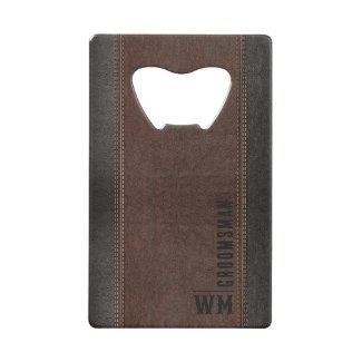 Brown Faux Leather Monogram Groomsman Gift