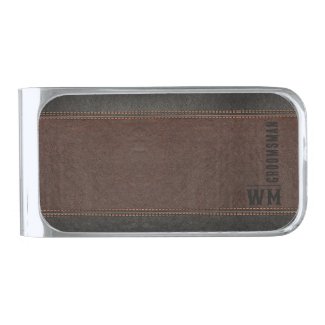 Brown Faux Leather Monogram Groomsman Gift