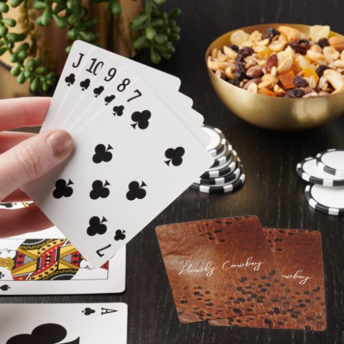 Brown Faux Leather  Poker Cards
